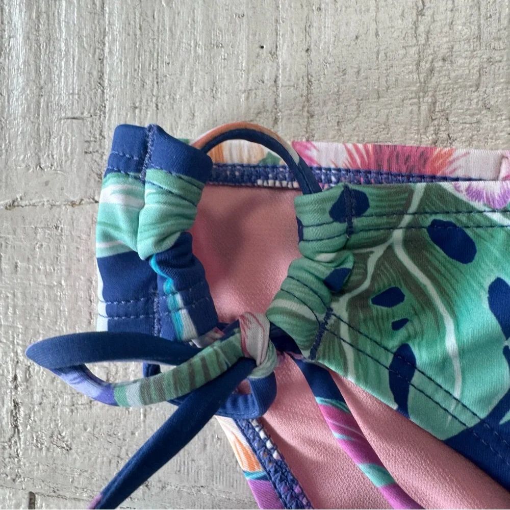 Hobie Floral Side Tie Bikini Bottom NWT size XS Blue Tropical Hipster‎ Swimsuit